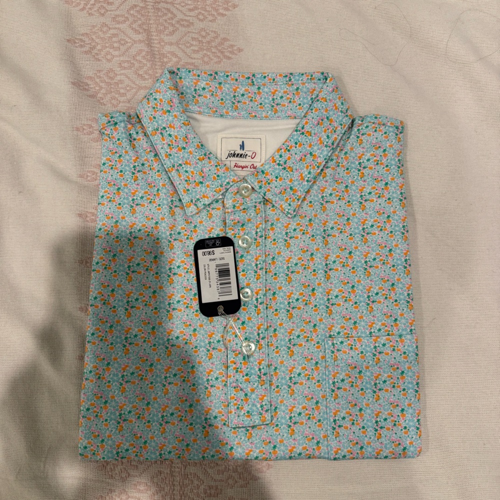johnnie-O Light Blue and Orange Floral Button Down Shirt